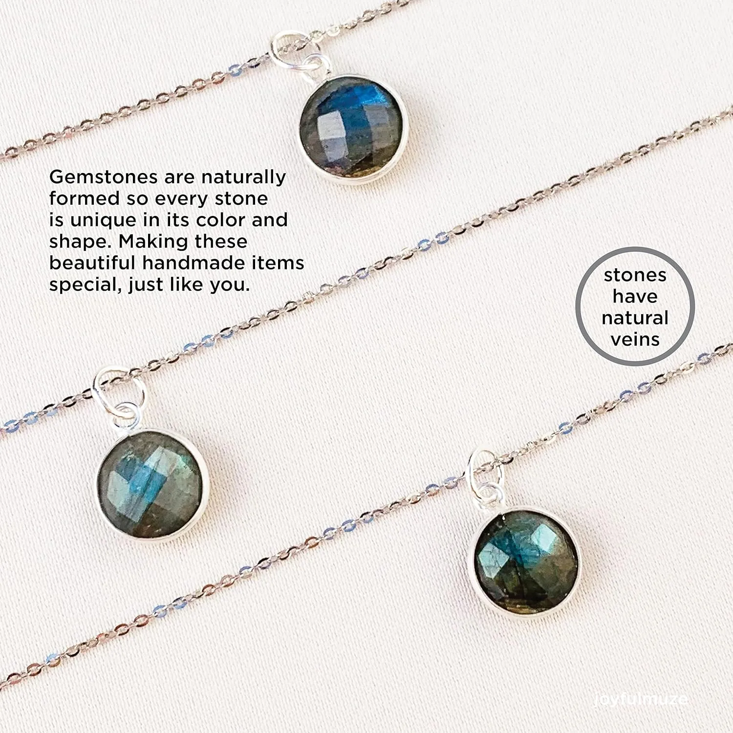 Genuine Labradorite Necklace in Sterling Silver, March Birthstone Gift for Men and Women, Boho Jewelry 18 inch long (labradorite-round-silver)