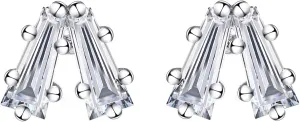 Geometric Stud Earrings for Women, DF Color VVS Clarity Unique Moissanite Earrings, Personized Sterling Silver Stud Earrings with 18K White Gold