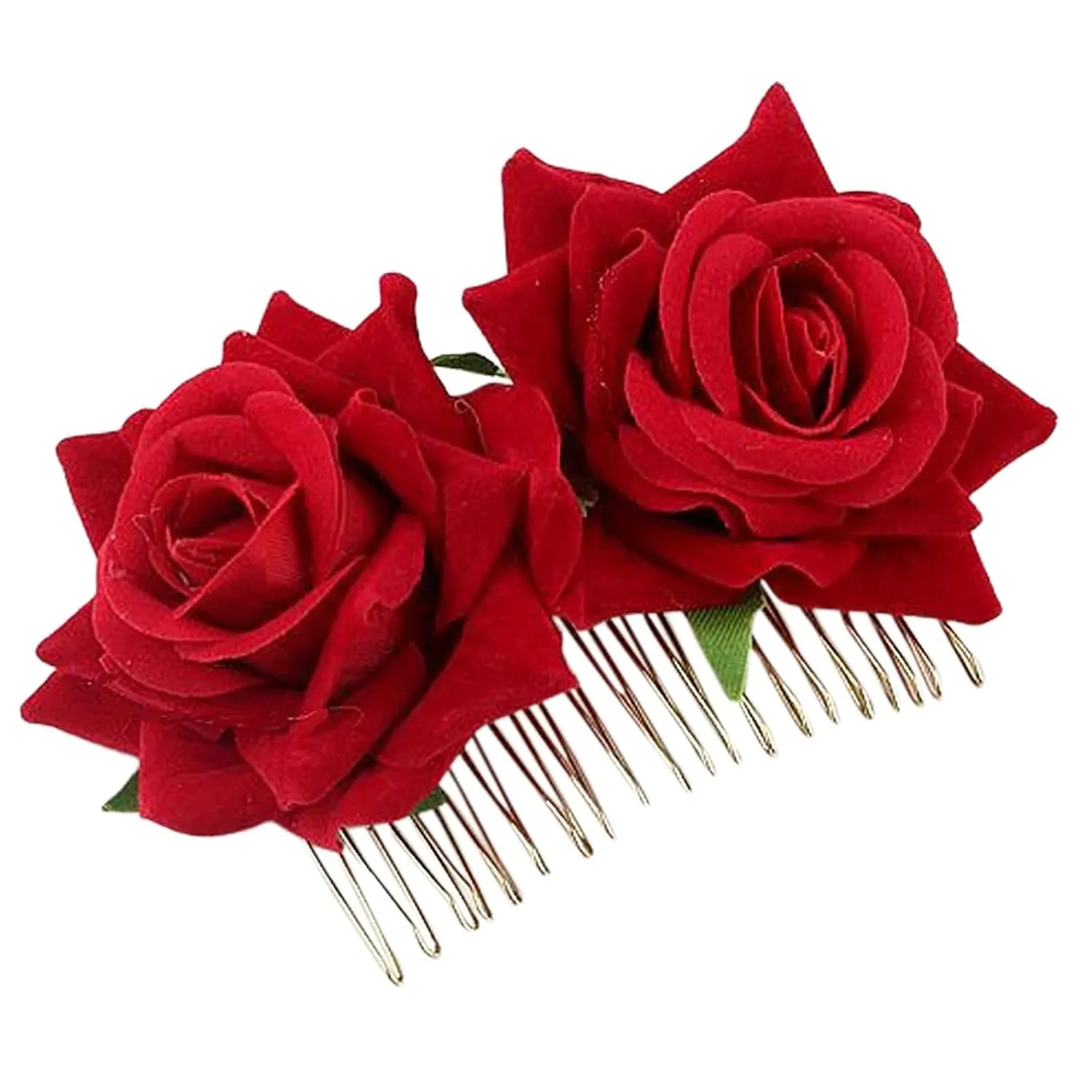 Girl Hair Clips Flower Hair Clips For Women Bride Headpieces For Wedding Floral Hair Headpiece Womens Headbands No Slip (Red, One Size)