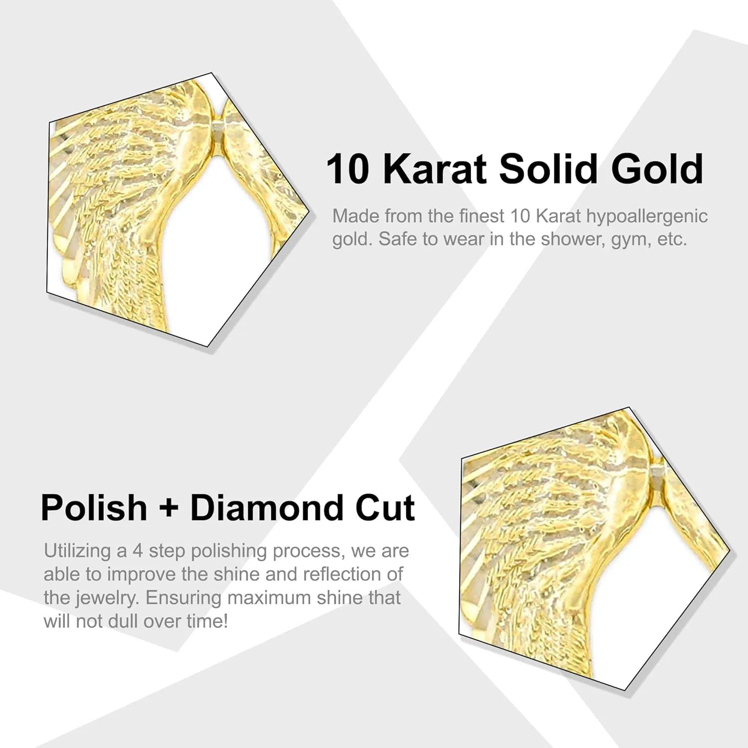 Gold Break Apart Angel Wing Charm Pendant - 10 Karat Gold - Angel Wing Jewelry - Angel Wing Pendant