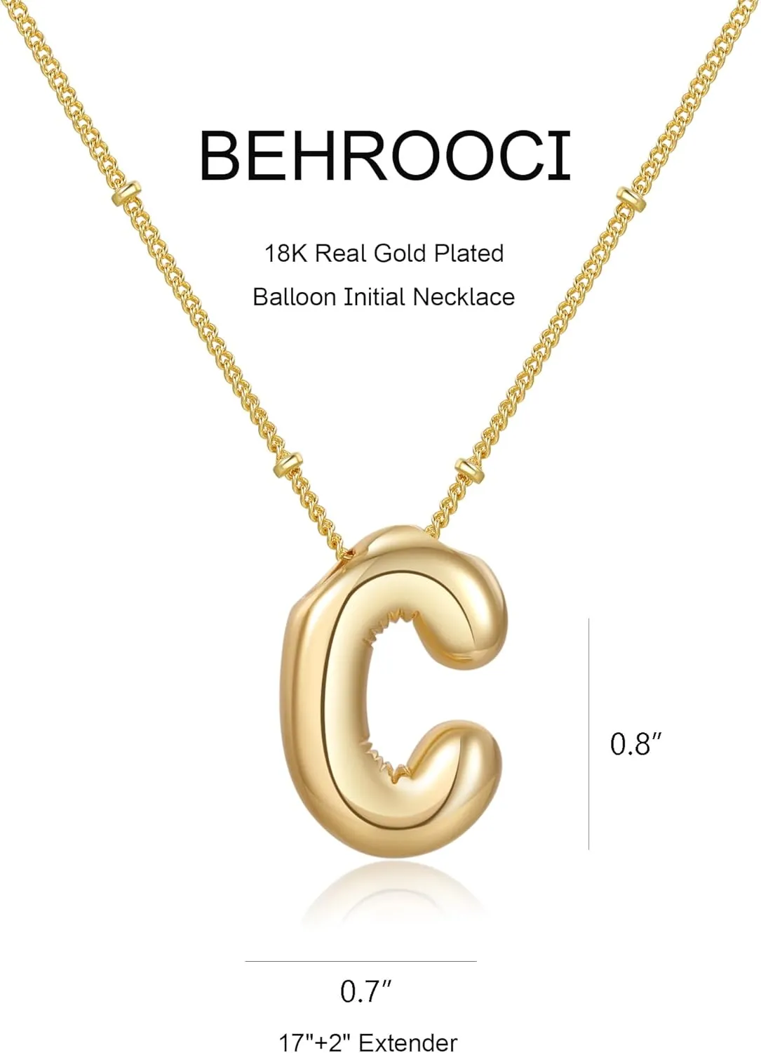 Gold Bubble Initial Necklace for Women Balloon Letter Necklace 18K Gold Plated Dainty Alphabet Pendant Puffy Name Personal Necklace