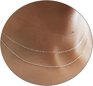 Gold Choker Necklace for Women Dainty 14K Real Gold/Silver Plated Thin Chain Necklace Simple Trendy Delicate Short Necklace Cute Jewelry Gift