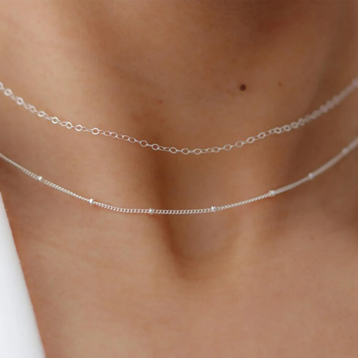 Gold Choker Necklace for Women Dainty 14K Real Gold/Silver Plated Thin Chain Necklace Simple Trendy Delicate Short Necklace Cute Jewelry Gift