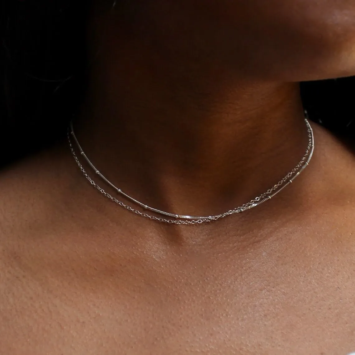Gold Choker Necklace for Women Dainty 14K Real Gold/Silver Plated Thin Chain Necklace Simple Trendy Delicate Short Necklace Cute Jewelry Gift