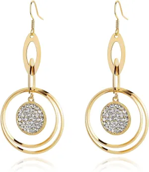 Gold Earrings For Women, Fashion dangle Womens Earrings,Big unique long drop dangling dainty earrings for Wedding/Party/Birthday.