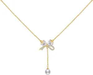 Gold Necklace for Women, 14K Gold Plated Bow Necklace Butterfly Choker Necklace,Fashion Jewelry Gifts for Women