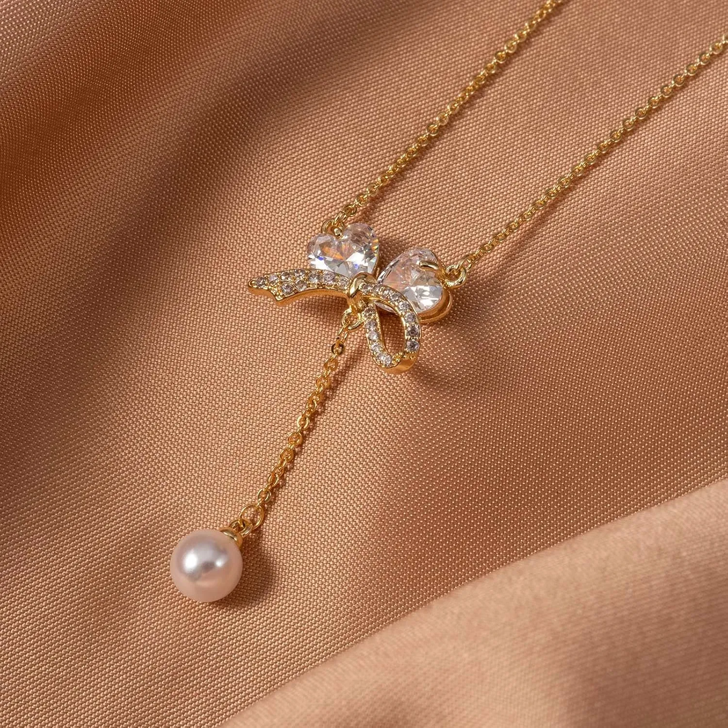 Gold Necklace for Women, 14K Gold Plated Bow Necklace Butterfly Choker Necklace,Fashion Jewelry Gifts for Women