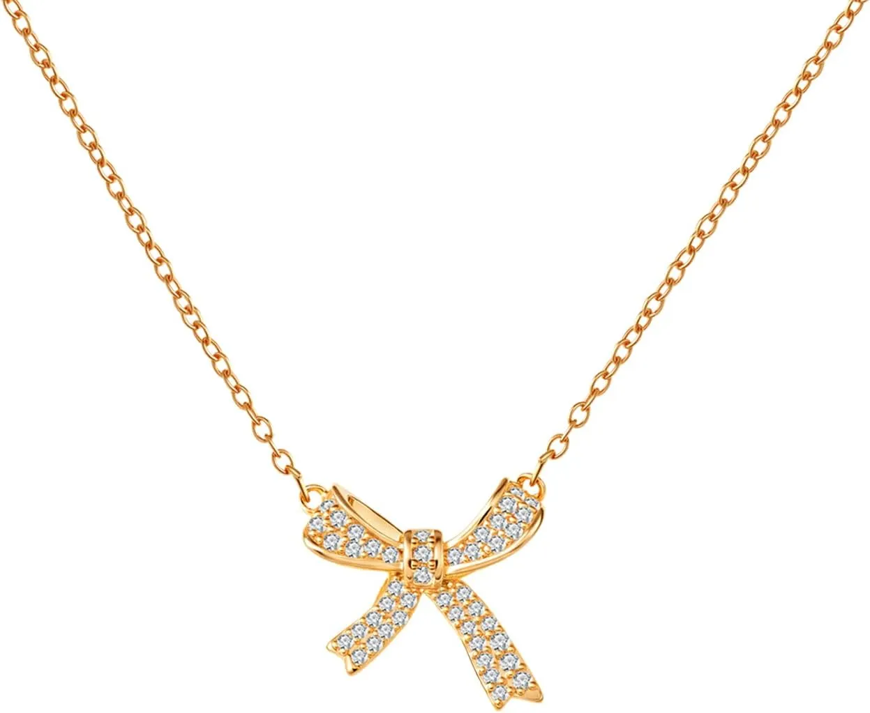 Gold Necklace for Women, 14K Gold Plated Bow Necklace Butterfly Choker Necklace,Fashion Jewelry Gifts for Women