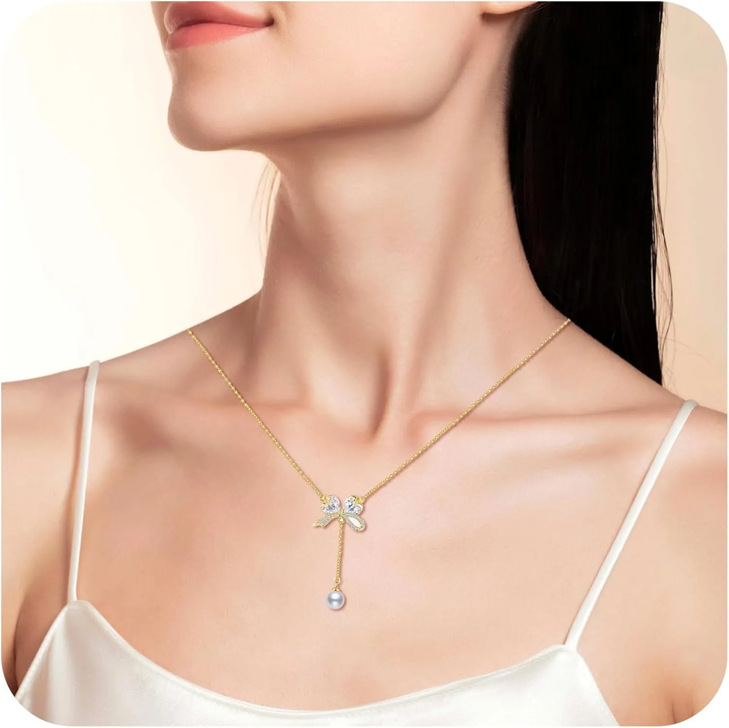 Gold Necklace for Women, 14K Gold Plated Bow Necklace Butterfly Choker Necklace,Fashion Jewelry Gifts for Women