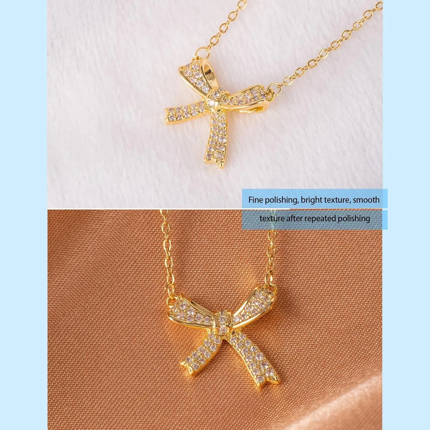 Gold Necklace for Women, 14K Gold Plated Bow Necklace Butterfly Choker Necklace,Fashion Jewelry Gifts for Women