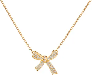 Gold Necklace for Women, 14K Gold Plated Bow Necklace Butterfly Choker Necklace,Fashion Jewelry Gifts for Women