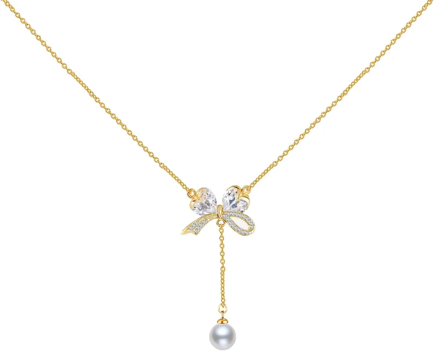 Gold Necklace for Women, 14K Gold Plated Bow Necklace Butterfly Choker Necklace,Fashion Jewelry Gifts for Women