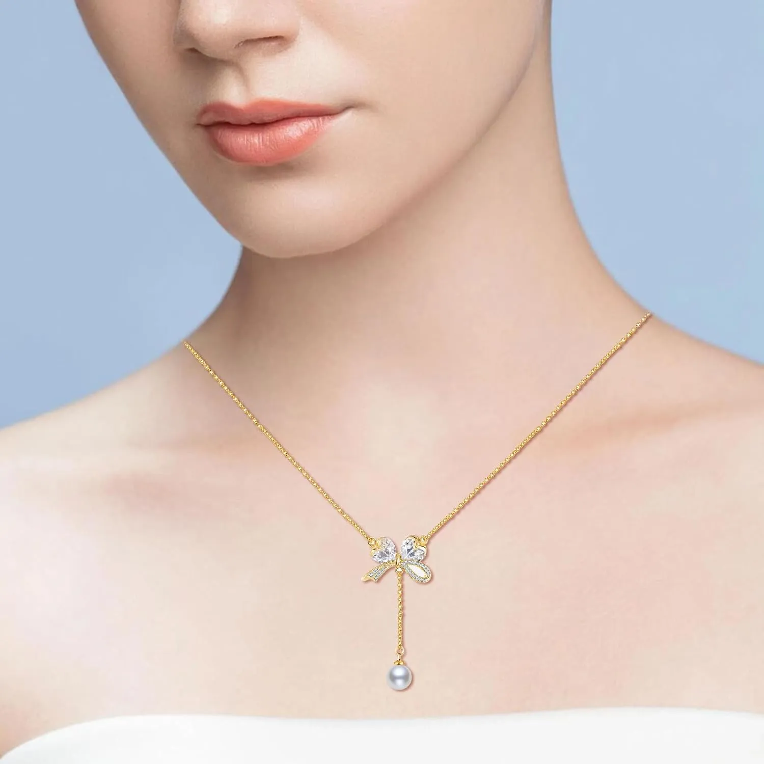 Gold Necklace for Women, 14K Gold Plated Bow Necklace Butterfly Choker Necklace,Fashion Jewelry Gifts for Women