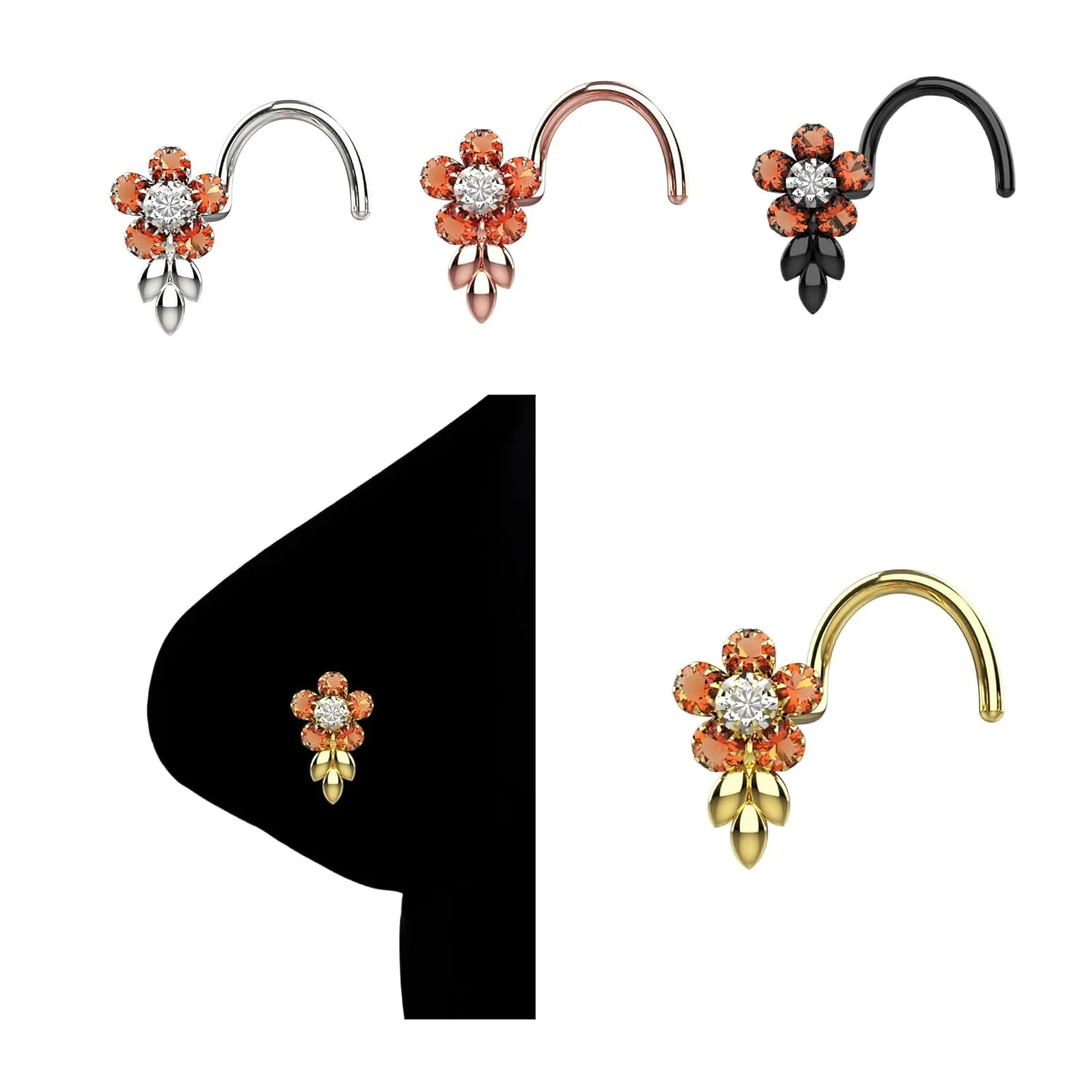Gold Nose Ring Hoop - Nose Studs, Piercing Jewelry, L-Shaped Nose Rings, Fake Nose Ring, Dangle Nose Ring, Black Nose Ring, Indian Nose Ring, 18G Nose Studs, Flat Back Nose Stud