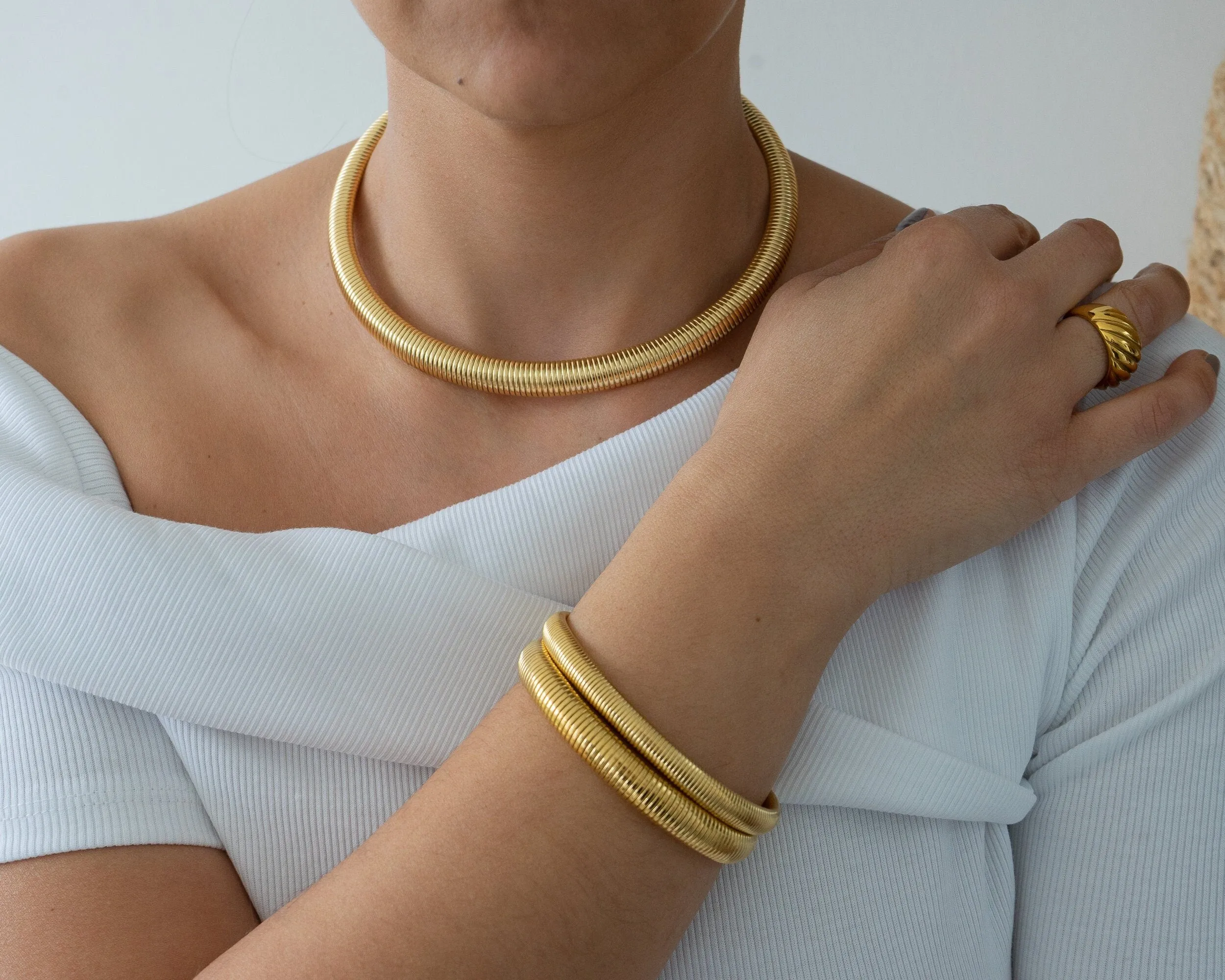 Gold Oversized Snake Collar Necklace