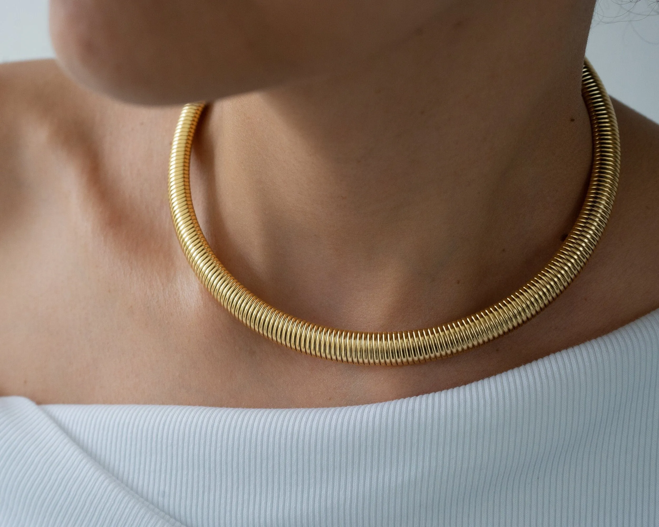 Gold Oversized Snake Collar Necklace