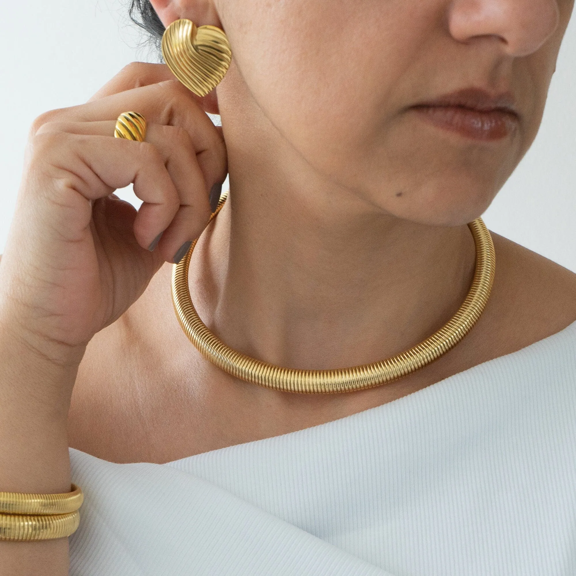 Gold Oversized Snake Collar Necklace