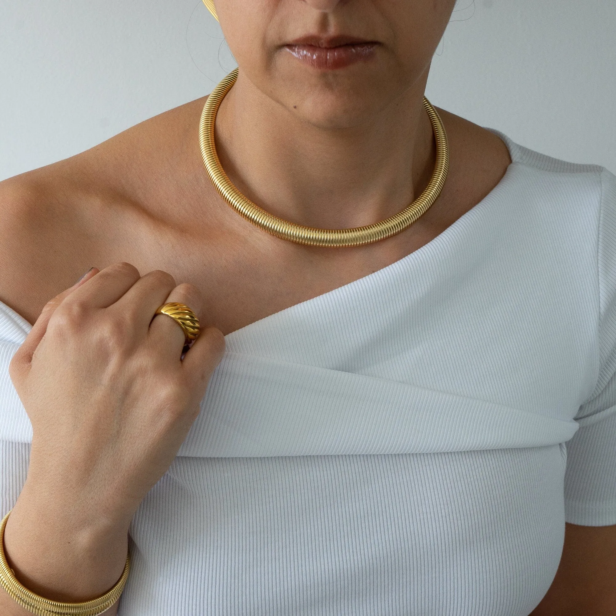 Gold Oversized Snake Collar Necklace