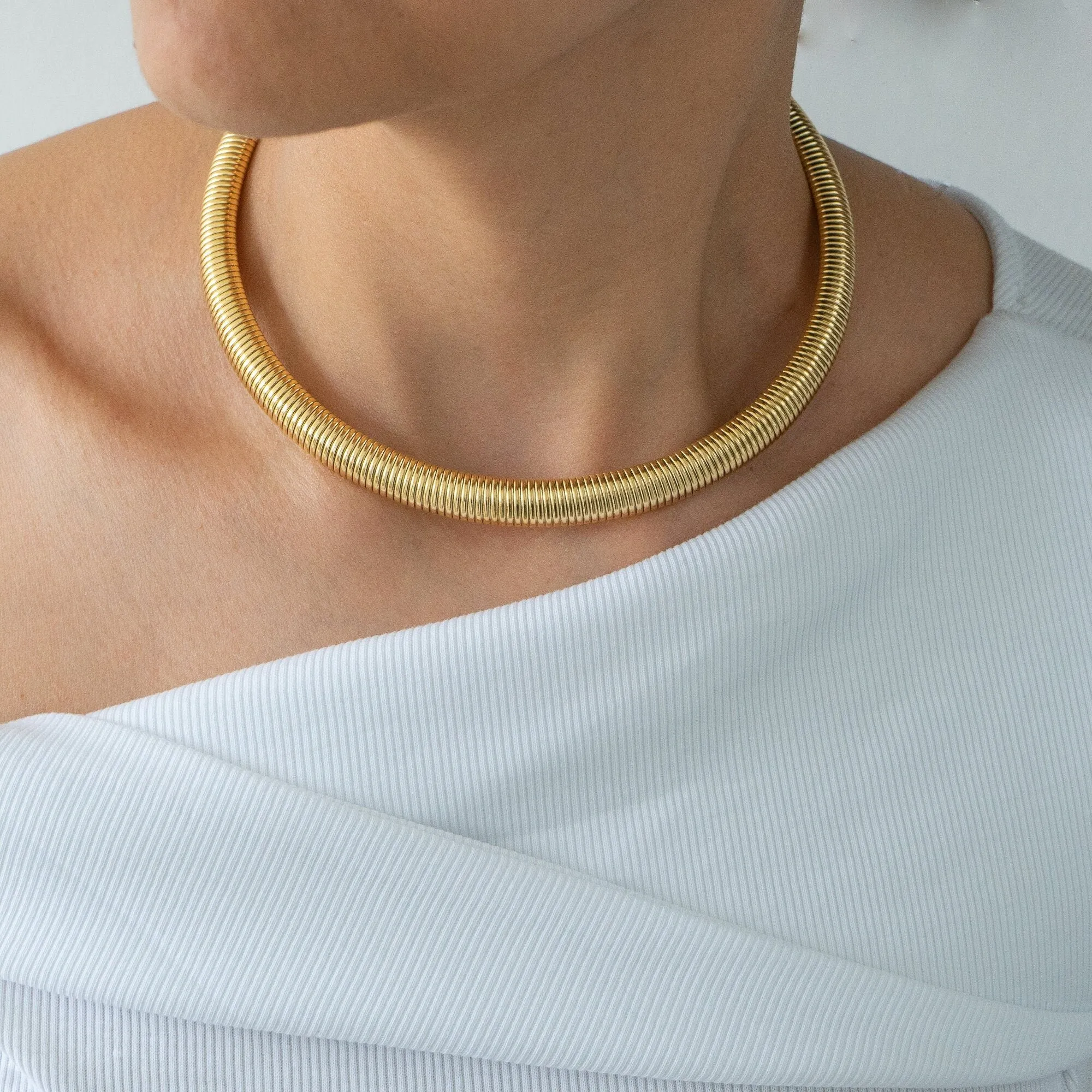 Gold Oversized Snake Collar Necklace