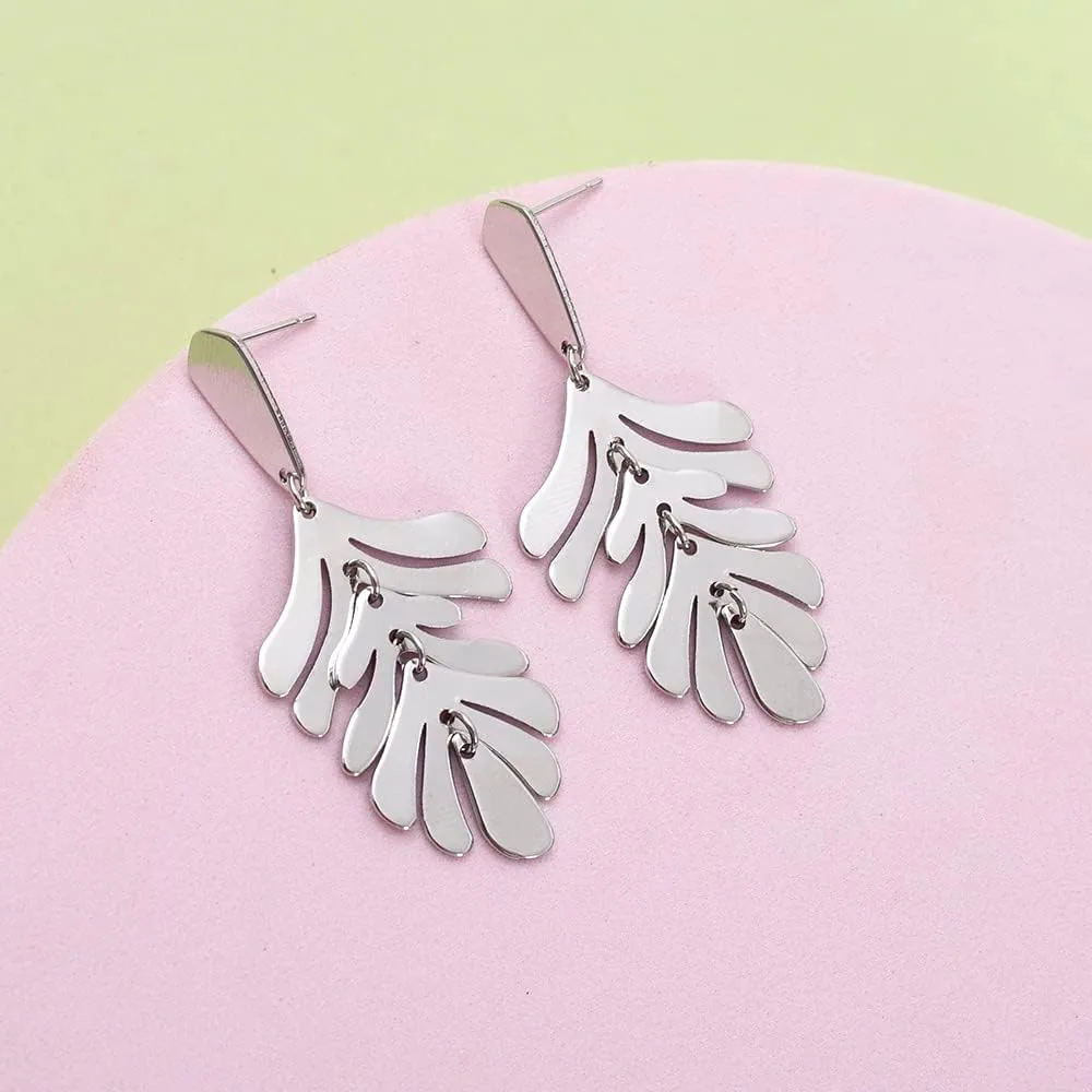 Gold Palm Leaf Earrings for Women, Matisse Inspired Orgainc Leaf Plant Dangle Earrings, Unique Tropical Boho jewelry