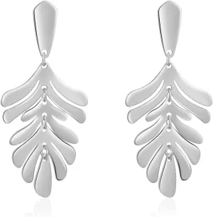 Gold Palm Leaf Earrings for Women, Matisse Inspired Orgainc Leaf Plant Dangle Earrings, Unique Tropical Boho jewelry
