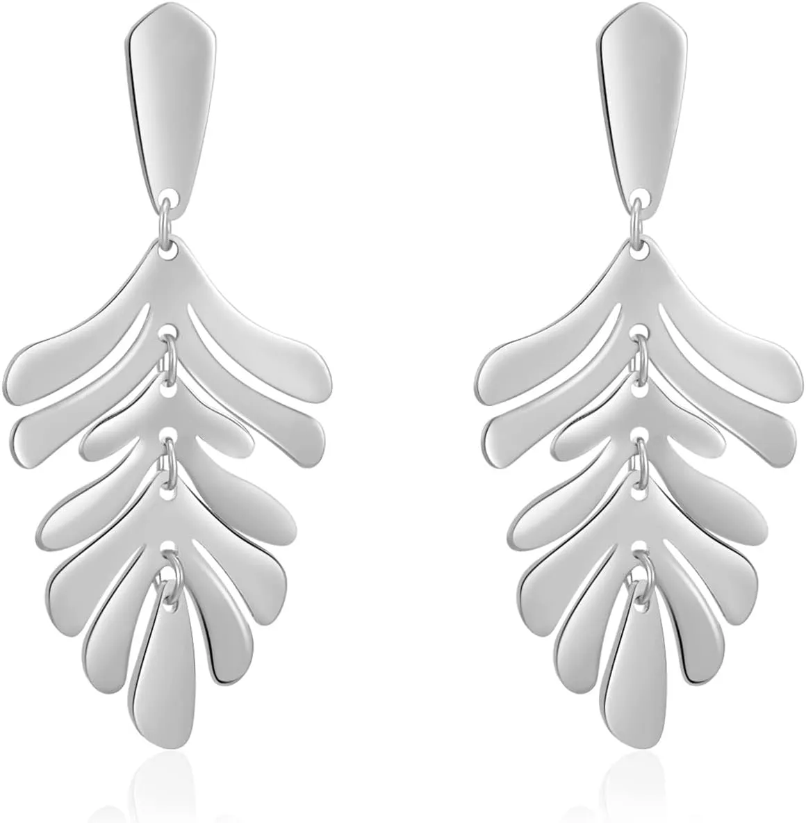 Gold Palm Leaf Earrings for Women, Matisse Inspired Orgainc Leaf Plant Dangle Earrings, Unique Tropical Boho jewelry