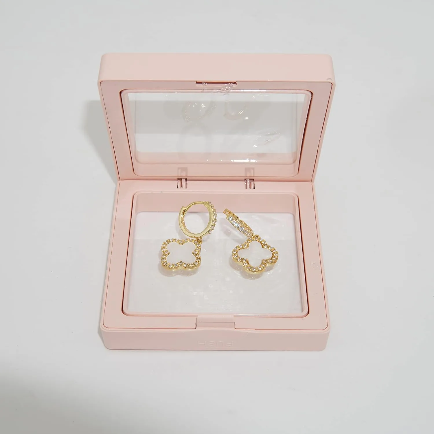 Gold Plated 925 Sterling Silver Gem Hoop Earrings Clover Designs with Crystal Charms Crystal Natural Gemstone Dangle Earrings for Women