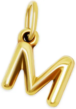 Gold Puffed Initial Letter Charm - 10 Karat Gold - 3D Bubble Letter Pendant - Initial Jewelry - Dainty Initial Pendant