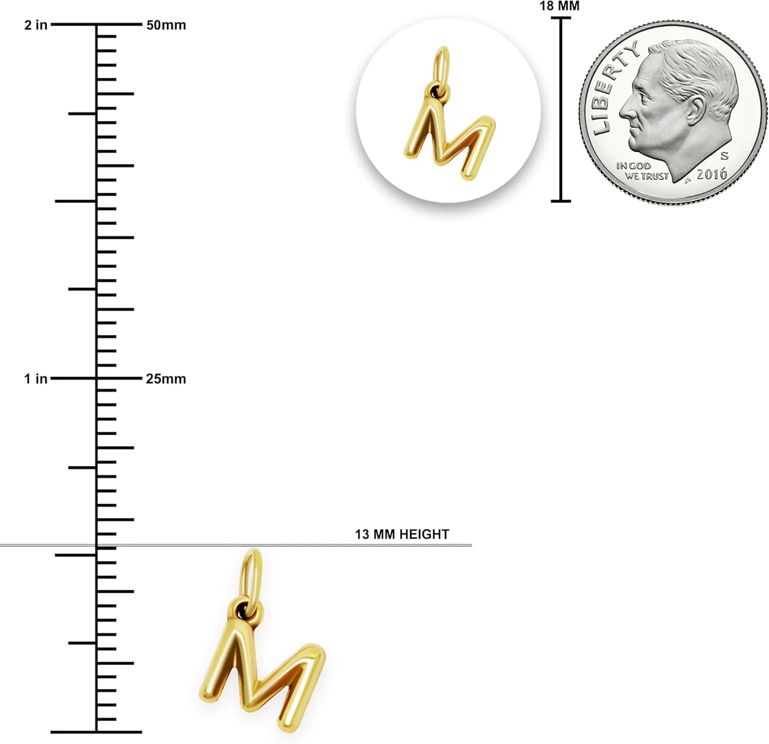 Gold Puffed Initial Letter Charm - 10 Karat Gold - 3D Bubble Letter Pendant - Initial Jewelry - Dainty Initial Pendant