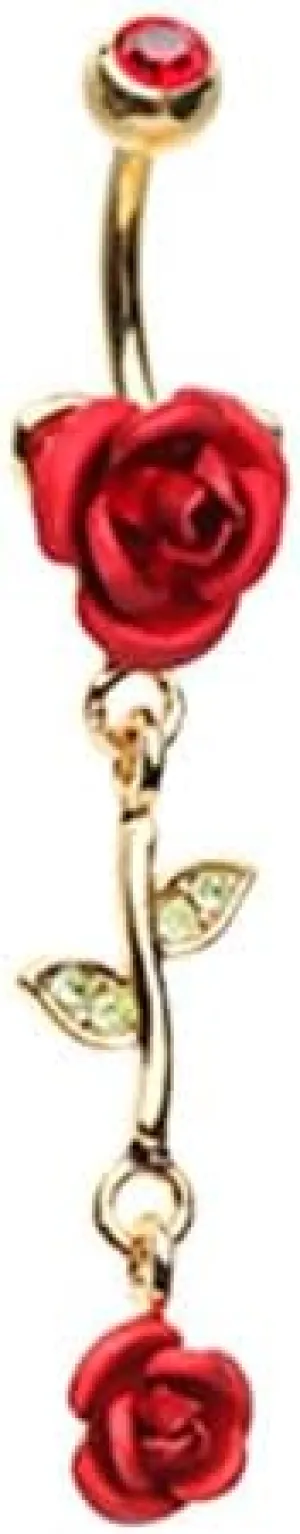 Golden Bright Metal Rose Navel Dangle Belly Button Ring