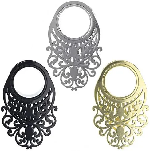 Gold/Silver/Black 316L Surgical Steel Ear Weights Saddle Hanger Spreader Gauges Piercing Tunnels Plugs Stretching Kit