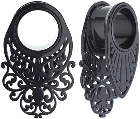 Gold/Silver/Black 316L Surgical Steel Ear Weights Saddle Hanger Spreader Gauges Piercing Tunnels Plugs Stretching Kit
