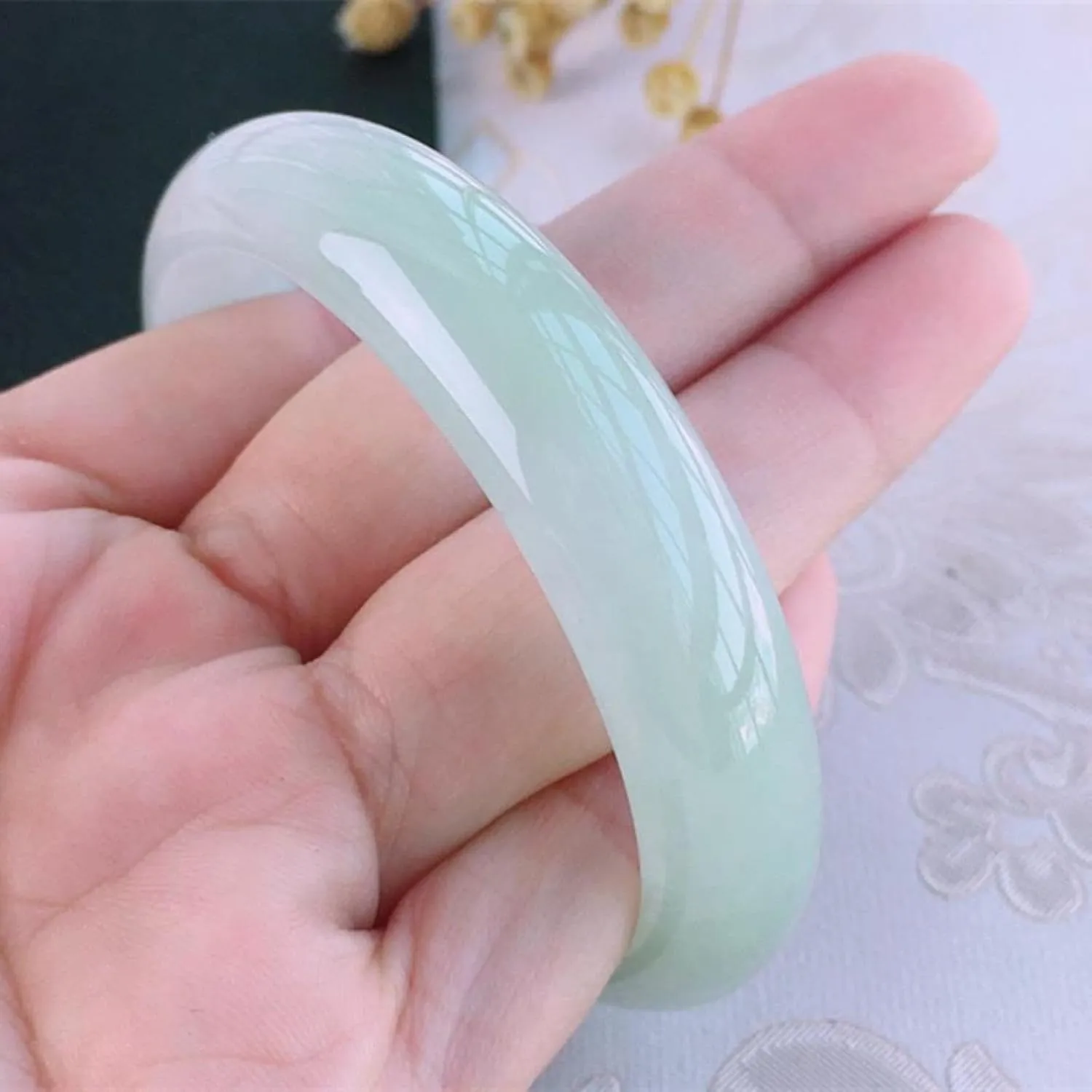 Grade A White Jade Bracelet, Natural Burmese Jade Bracelet, Certified Dye-free, Heirloom Jewelry for Women, Comes with Gift Box