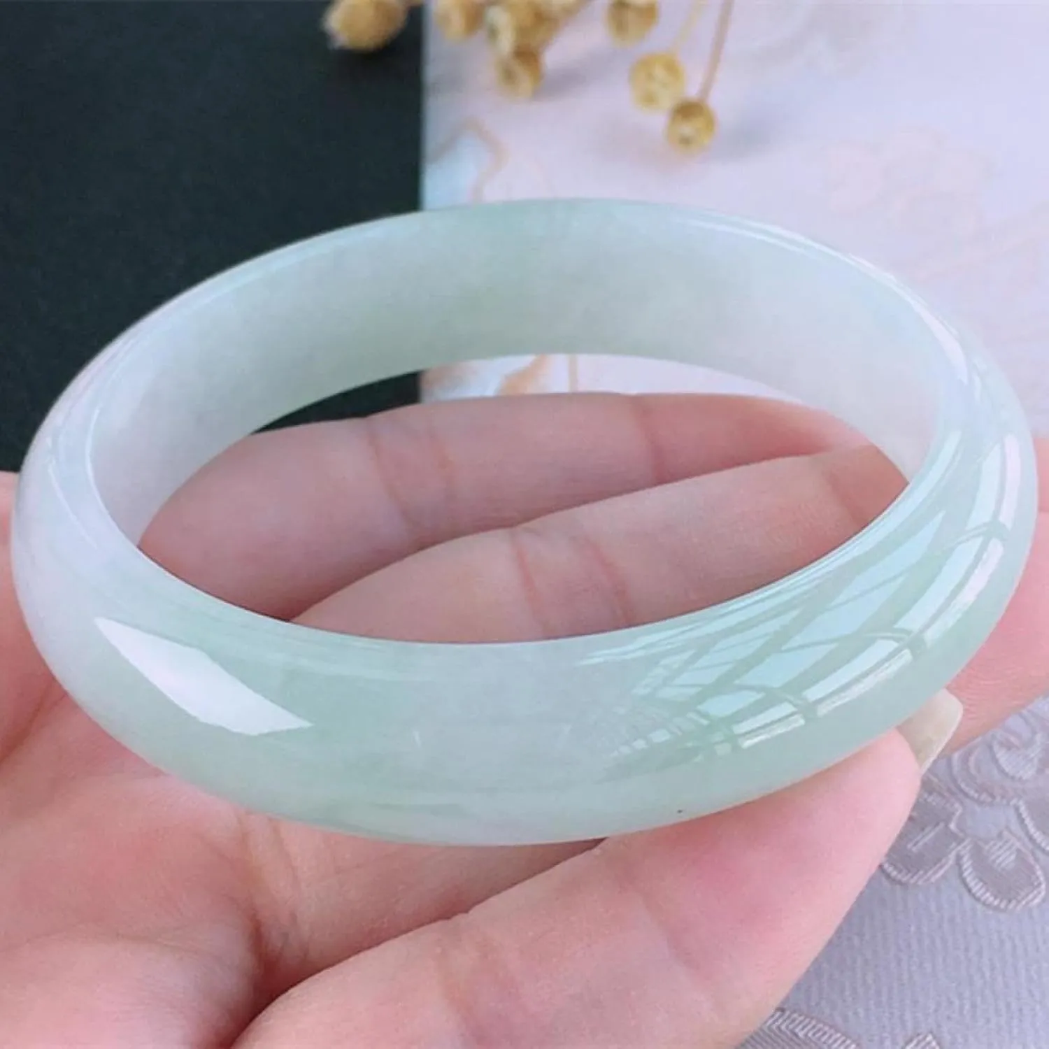 Grade A White Jade Bracelet, Natural Burmese Jade Bracelet, Certified Dye-free, Heirloom Jewelry for Women, Comes with Gift Box