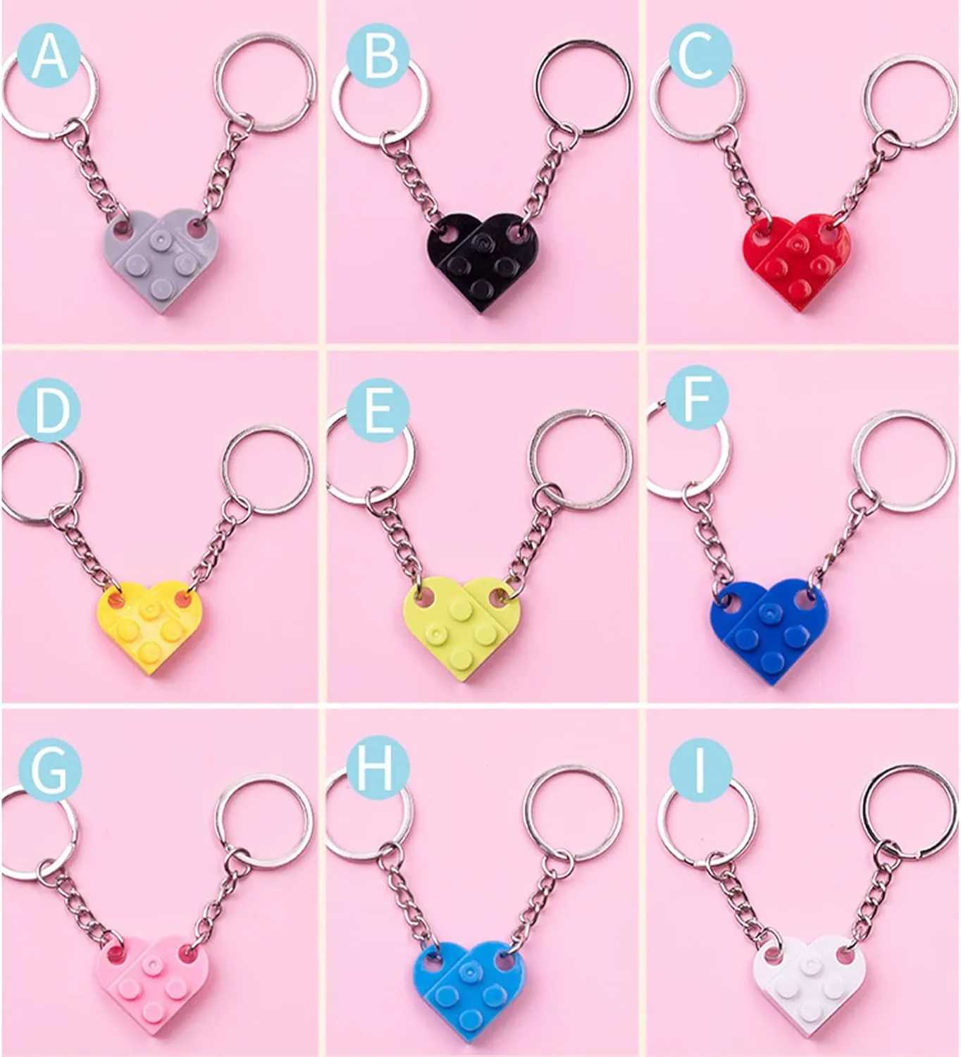 GWOKWAI Heart Brick Keychain Heart Keychain Matching Keychains for Couples Matching Keychain for Boyfriend Girlfriend