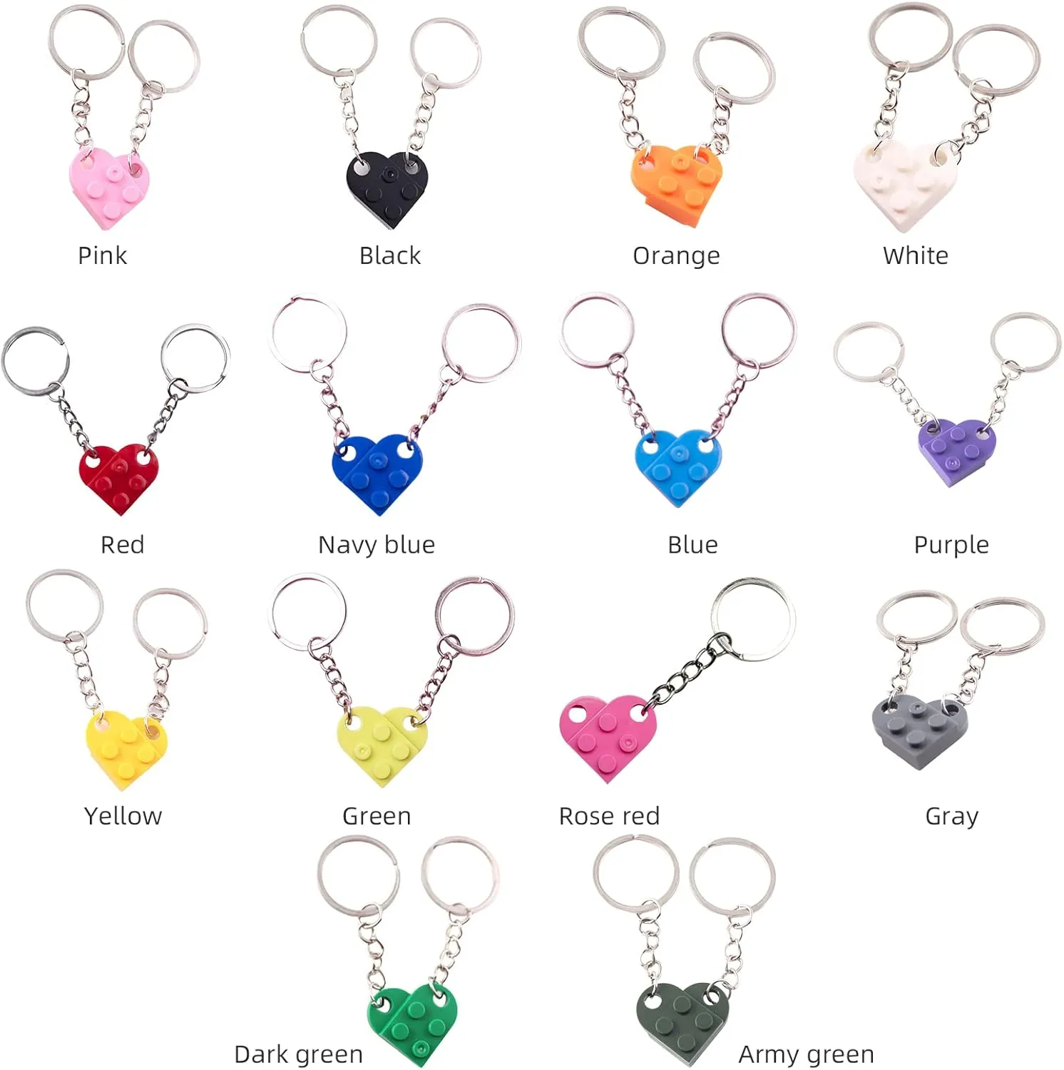GWOKWAI Heart Brick Keychain Heart Keychain Matching Keychains for Couples Matching Keychain for Boyfriend Girlfriend
