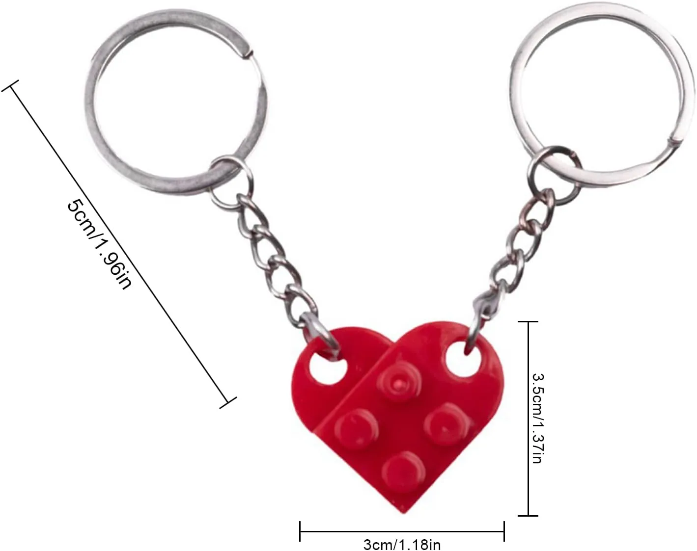 GWOKWAI Heart Brick Keychain Heart Keychain Matching Keychains for Couples Matching Keychain for Boyfriend Girlfriend