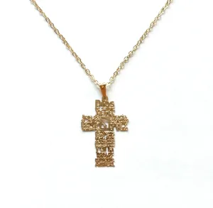 Hail Mary Cross Necklace in Spanish, Mary Prayer Pendant, Gold Prayer Necklace, Dios Te Salve Maria Oracin, Hail Mary Prayer Necklace, Catholic Necklace, Religious Necklace, Prayer Necklace for Women