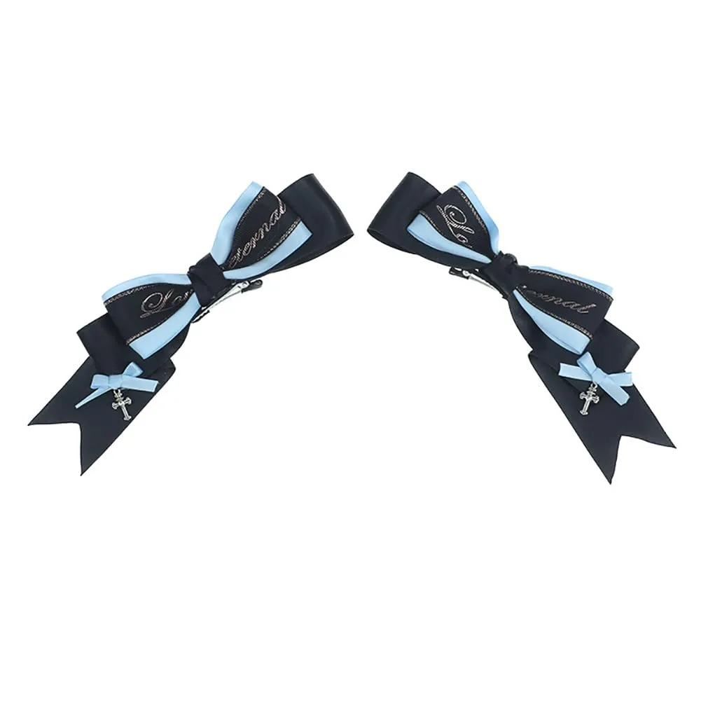 Hair Clips Cosplay Costume Barrettes Party Hair Clips for Women Bowknot Hair Barrettes Hair Clips Blue