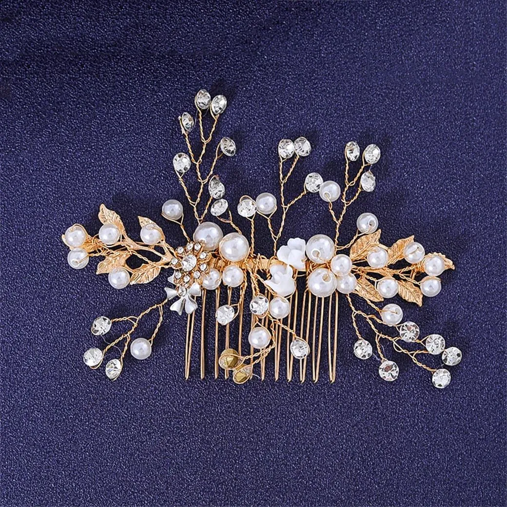 Hair Comb Clip Pin Rhinestoness Headband For Women Party Bridal Wedding Hair Accessories Jewelry Gold
