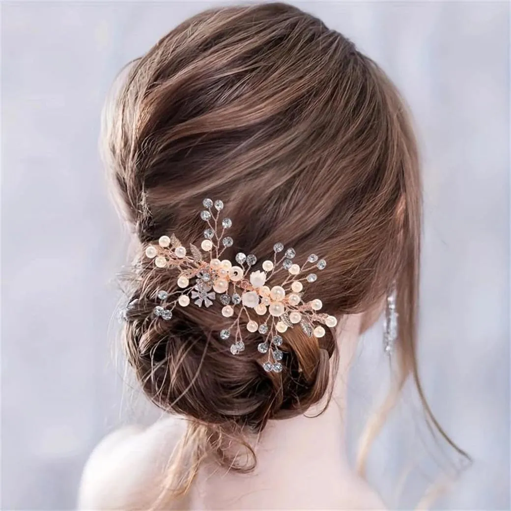 Hair Comb Clip Pin Rhinestoness Headband For Women Party Bridal Wedding Hair Accessories Jewelry Gold