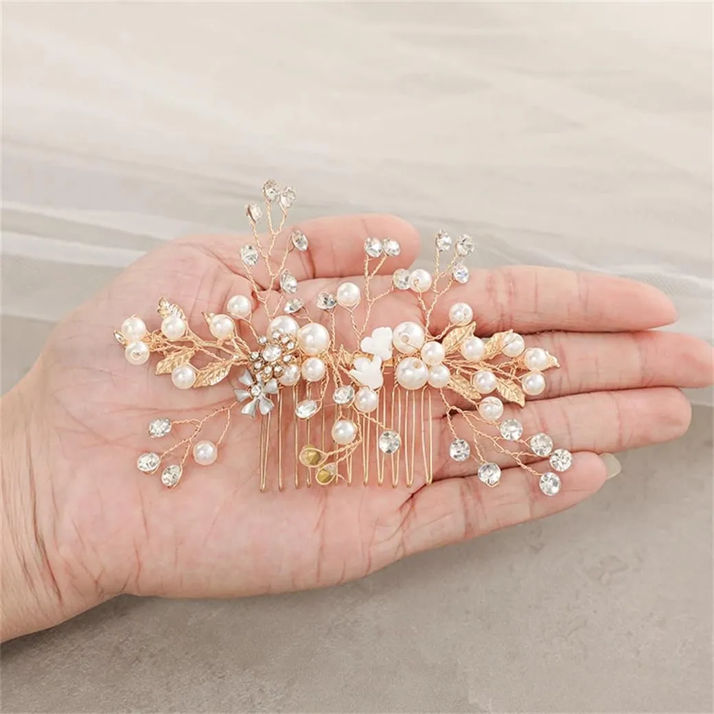 Hair Comb Clip Pin Rhinestoness Headband For Women Party Bridal Wedding Hair Accessories Jewelry Gold
