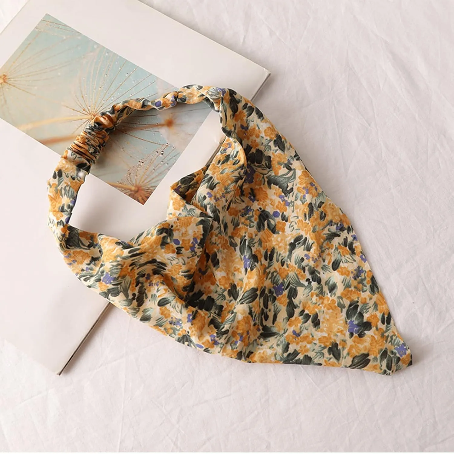 Hair Scarf Boho Floral Print Headband Head Kerchief Turban Headbands Triangle Hair Bandana Hair Accessores (H, One Size)