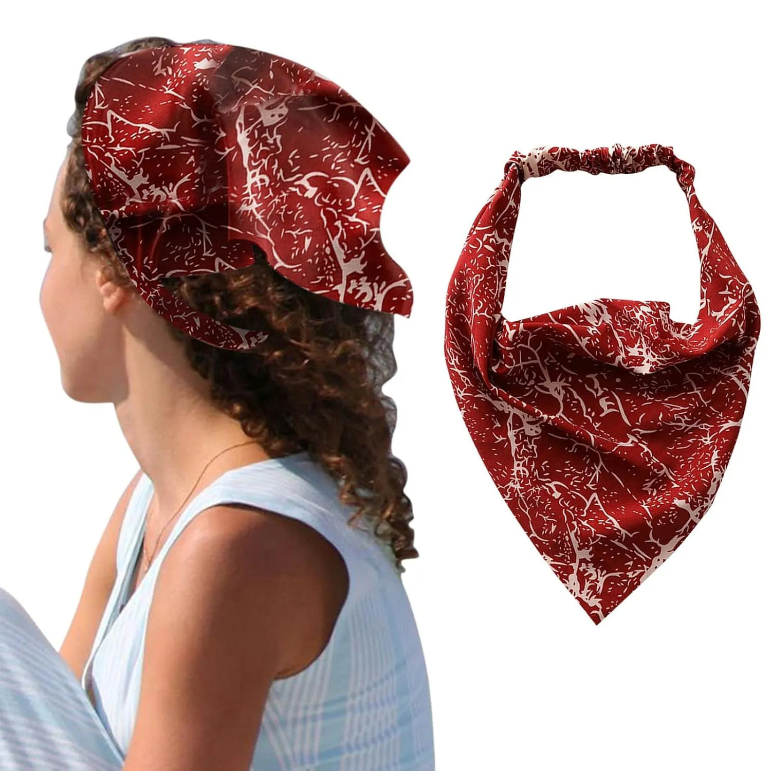 Hair Scarf Boho Floral Print Headband Head Kerchief Turban Headbands Triangle Hair Bandana Hair Accessores (K, One Size)