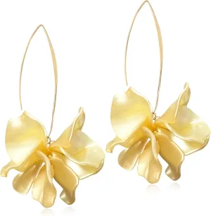 Handmade Bohemian Acrylic Large Flower Dangle Drop Earrings Unique Resin Tiered Petal Flower Line Earrings for Women
