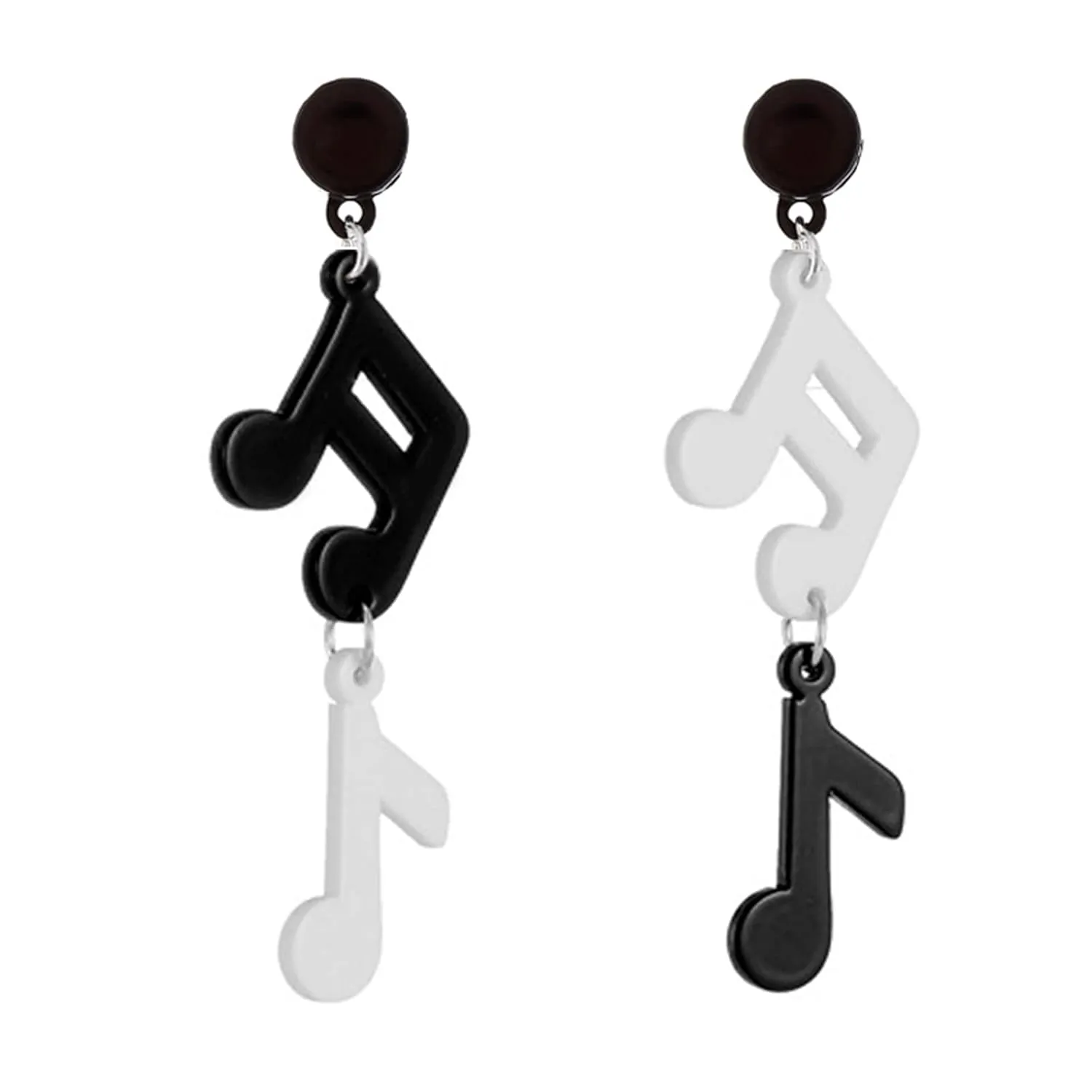 Handmade Music Note Earrings for Women Girls Vintage Boho Asymmetrical Black White Acrylic Musical Notation Dangle Drop Earrings Music Teacher Lover Jewelry Gifts (Black White Music Note Earrings)