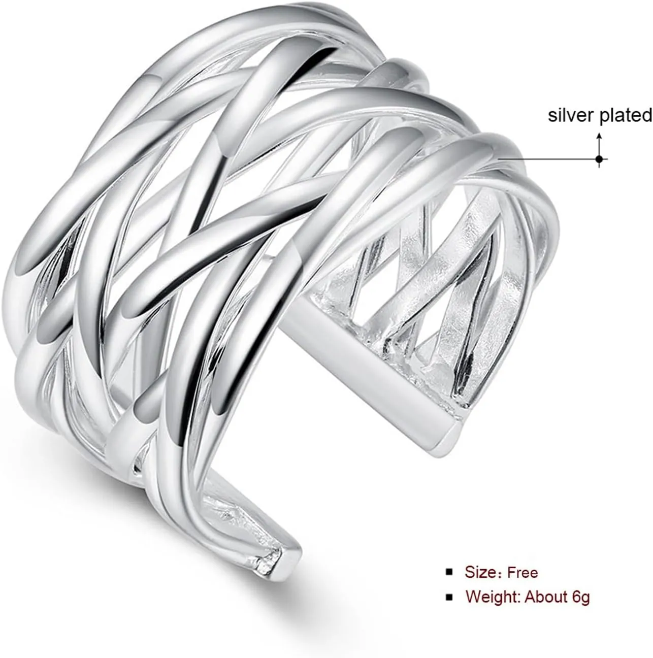 Handmade Rings 925 Sterling Silver Statement Rings Adjustable Chunky Stacking Band Ring for Women