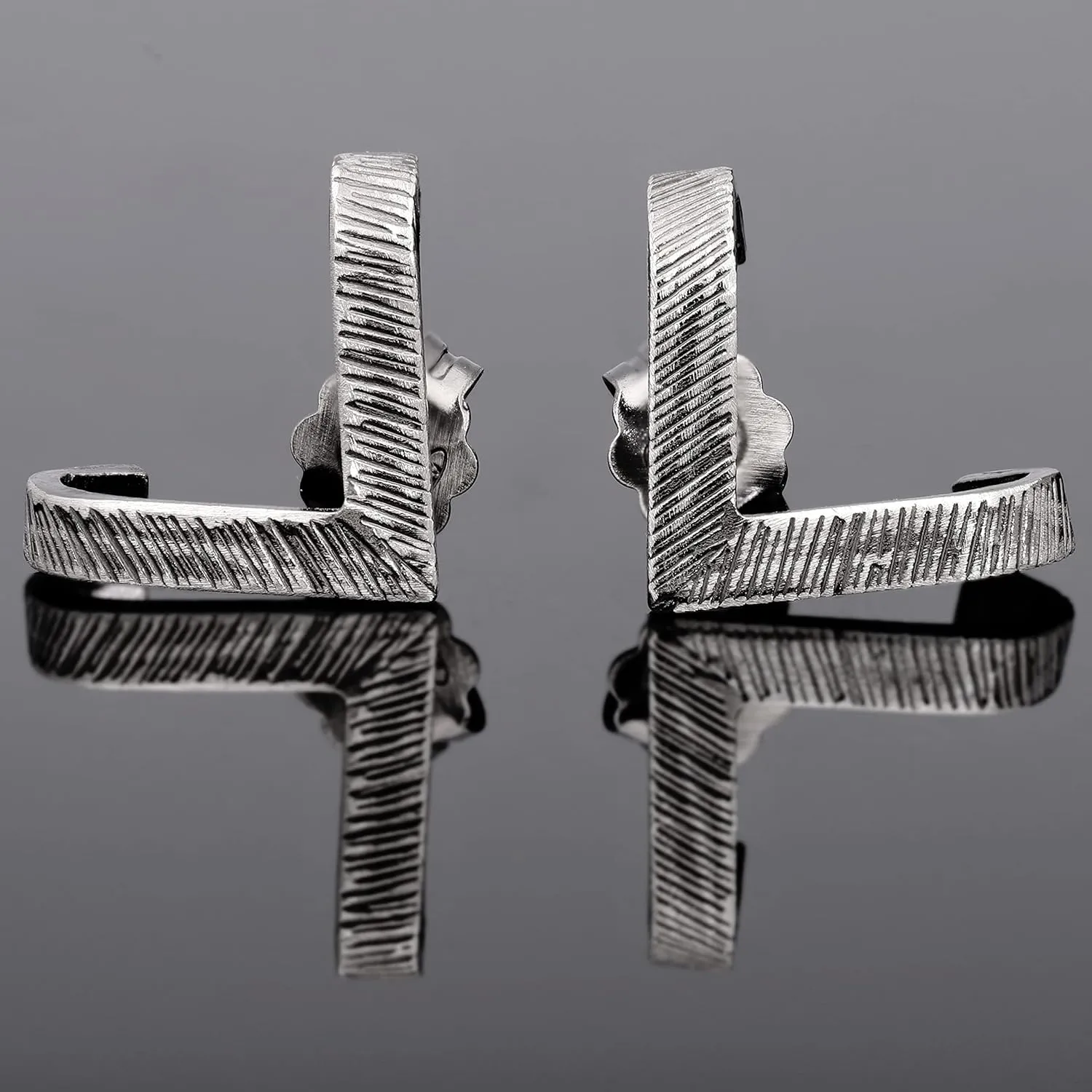 Handmade stud earrings Oxidized sterling silver men's earring studs unusual unique for men earrings men for him boyfriend male earrings