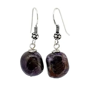 Handmade Women's Beaded Earrings | Unique Natural Gemstone Dangle Drop Earrings with 925 Sterling Silver Hooks | Gift Ideas for Women, Girls (Amethyst)