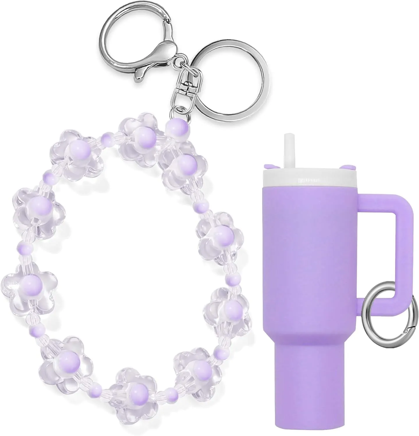 Handmade Wristlet Keychain, Key Ring Bracelet for Women, Bangle Key Chain Holder,Silicone Beads Key Ring